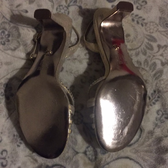 Nina Gold Heels with Gem Detail - Picture 3 of 4